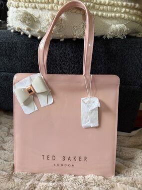 Ted Baker Auracon Large Pink Tote w/ White Bow